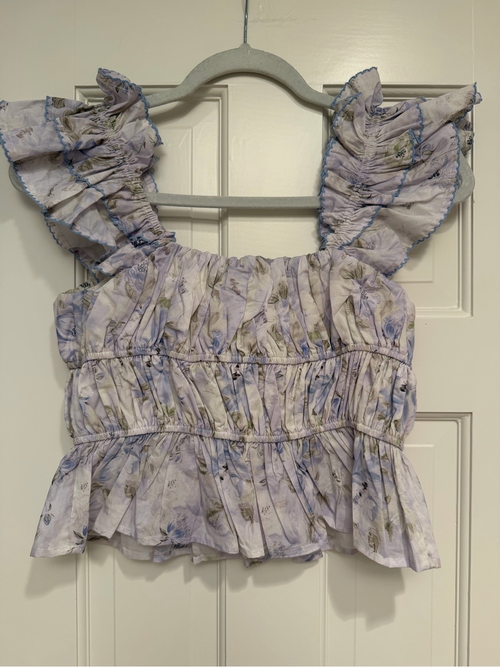 En Saison Lavender Floral Ruffle Crop Top & Skirt Set - Picture 3 of 5
